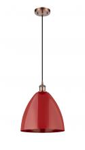 Innovations Lighting 516-1P-AC-MBD-12-RD - Plymouth - 1 Light - 12 inch - Antique Copper - Cord hung - Mini Pendant