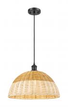 Innovations Lighting 516-1P-BK-NBD2-16-NAT - Bristol Natural II - 1 Light - 16 inch - Matte Black - Cord hung - Mini Pendant