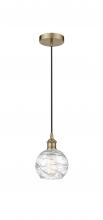 Innovations Lighting 616-1P-AB-G1213-6-LED - Athens Deco Swirl - 1 Light - 6 inch - Antique Brass - Cord hung - Mini Pendant