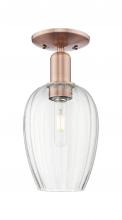 Innovations Lighting 716-1C-AC-G457-6CL - Preston Flute - 1 Light - 6 inch - Antique Copper - Semi-Flush Mount