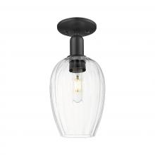 Innovations Lighting 716-1C-BK-G457-6CL - Preston Flute - 1 Light - 6 inch - Matte Black - Semi-Flush Mount