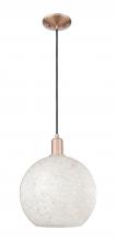 Innovations Lighting 716-1P-AC-G1216-12WM - White Mouchette - 1 Light - 12 inch - Antique Copper - Cord hung - Mini Pendant