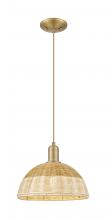 Innovations Lighting 716-1P-BB-NBD2-12-NAT - Natural Ballston Dome - 1 Light - 6 inch - Brushed Brass - Cord hung - Mini Pendant