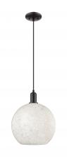 Innovations Lighting 716-1P-BK-G1216-12WM - White Mouchette - 1 Light - 12 inch - Matte Black - Cord hung - Mini Pendant
