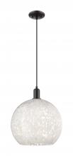 Innovations Lighting 716-1P-BK-G1216-14WM - White Mouchette - 1 Light - 14 inch - Matte Black - Cord hung - Mini Pendant