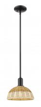 Innovations Lighting 716-1S-BK-NBD2-9-NAT - Natural Ballston Dome - 1 Light - 6 inch - Matte Black - Mini Pendant