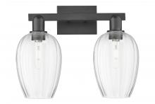 Innovations Lighting 716-2W-BK-G457-6CL - Preston Flute - 2 Light - 16 inch - Matte Black - Bath Vanity Light