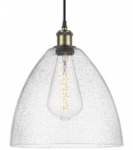 Innovations Lighting 516-1P-BK-GBD-94-LED - Ballston Dome Mini Pendant - BLACK/seeded
