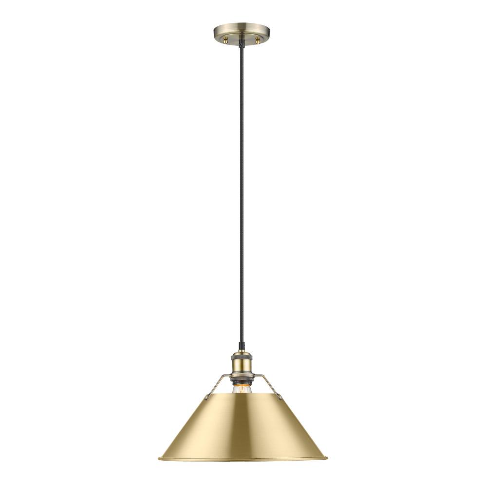 Orwell 14&#34; Wide Large Pendant in Aged Brass with Brushed Champagne Bronze
