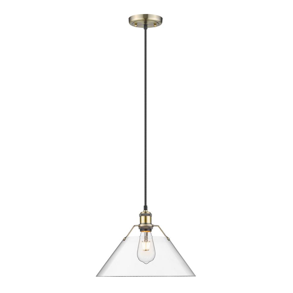 Orwell 14&#34; Wide Large Pendant in Aged Brass with Clear Glass