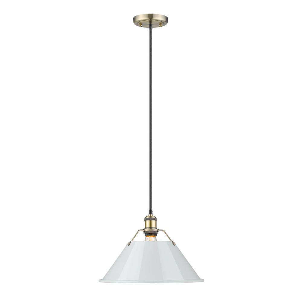 Orwell 14&#34; Wide Large Pendant in Aged Brass with Dusky Blue