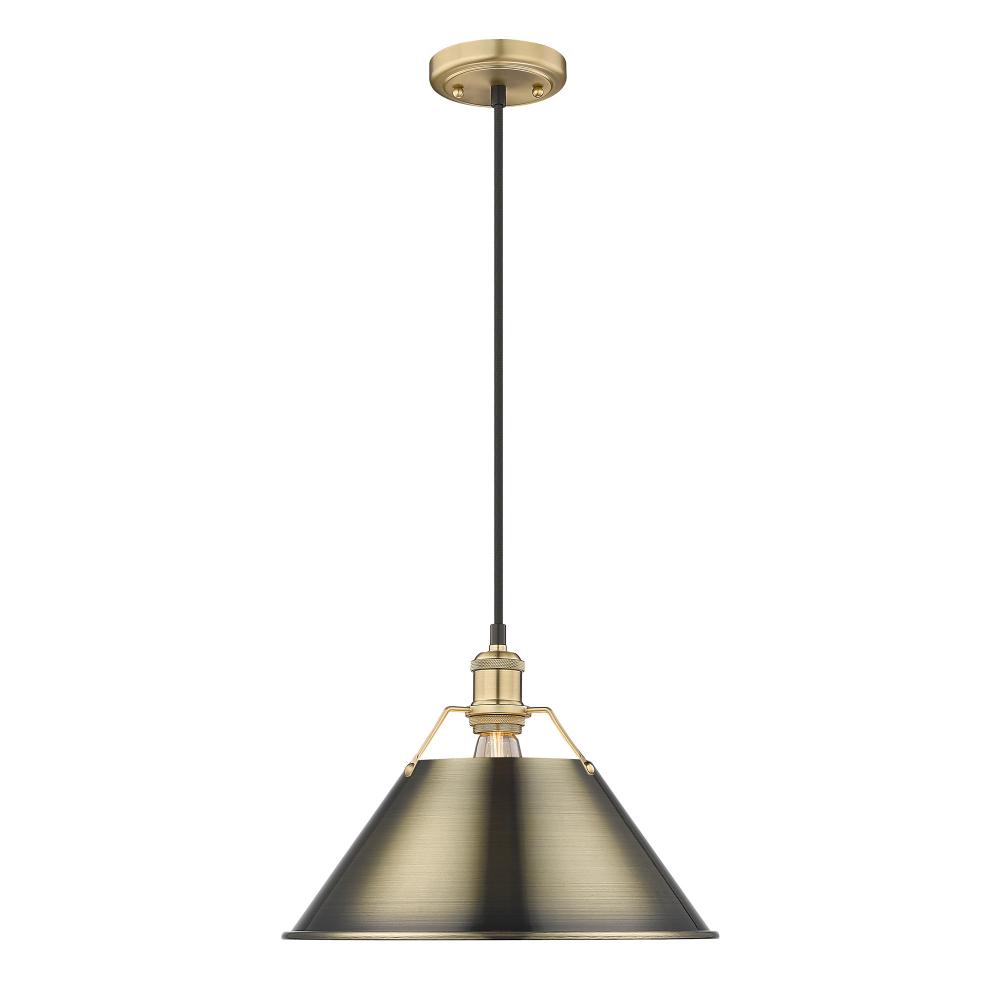 Orwell 14&#34; Wide Large Pendant in Brushed Champagne Bronze with Aged Brass