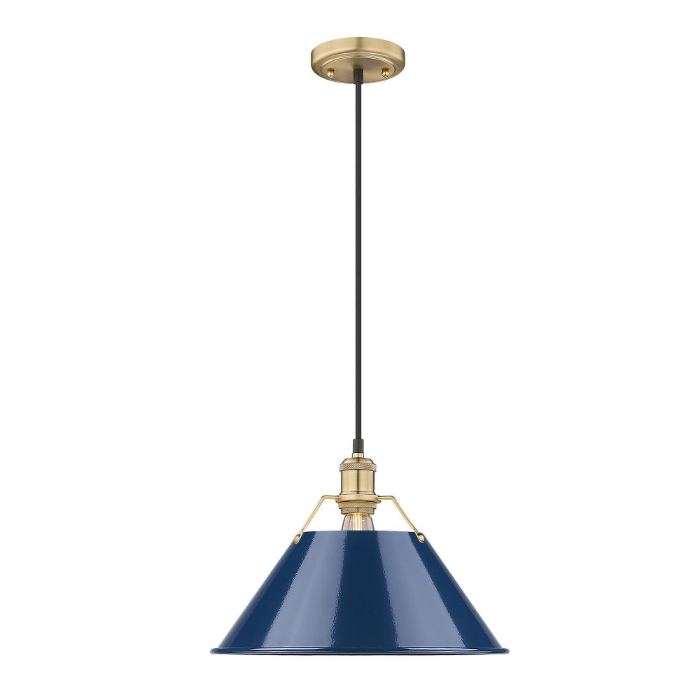Orwell 14&#34; Wide Large Pendant in Brushed Champagne Bronze with Matte Navy