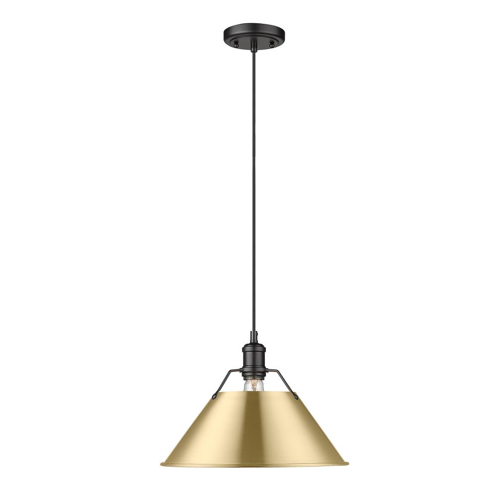 Orwell 14&#34; Wide Large Pendant in Matte Black with Brushed Champagne Bronze