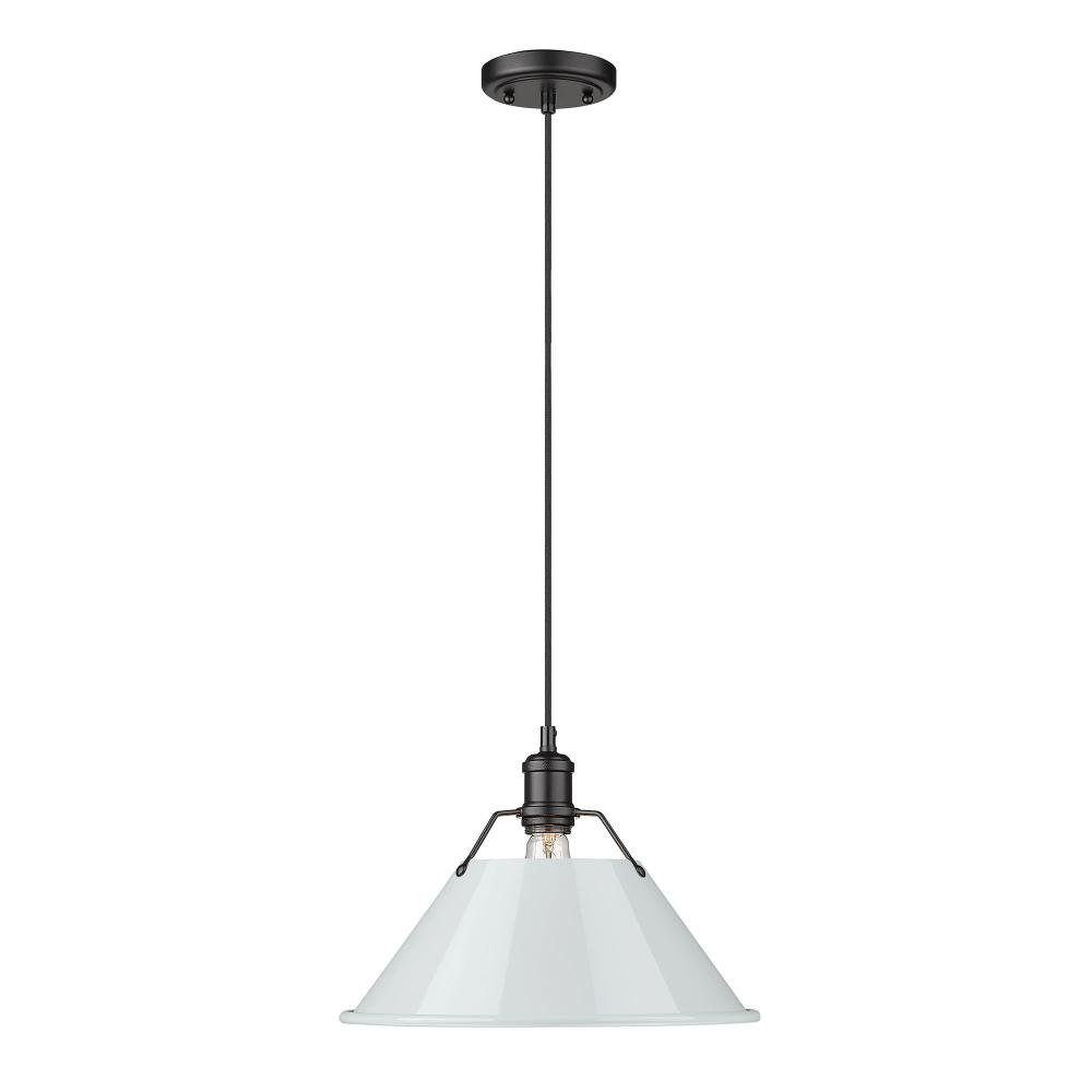 Orwell 14&#34; Wide Large Pendant in Matte Black with Dusky Blue