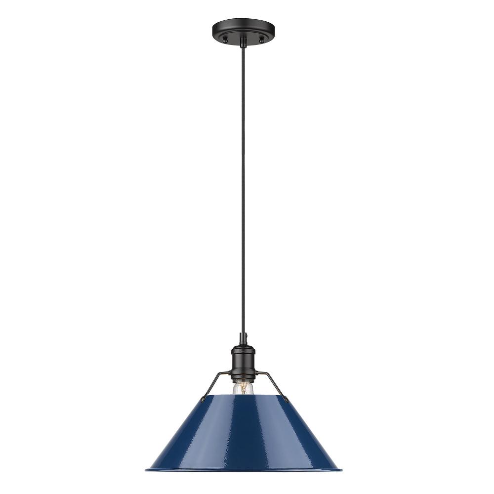 Orwell 14&#34; Wide Large Pendant in Matte Black with Matte Navy