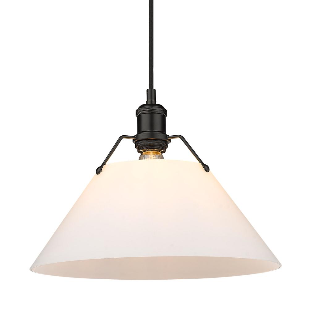 Orwell 14&#34; Wide Large Pendant in Matte Black with Opal Glass
