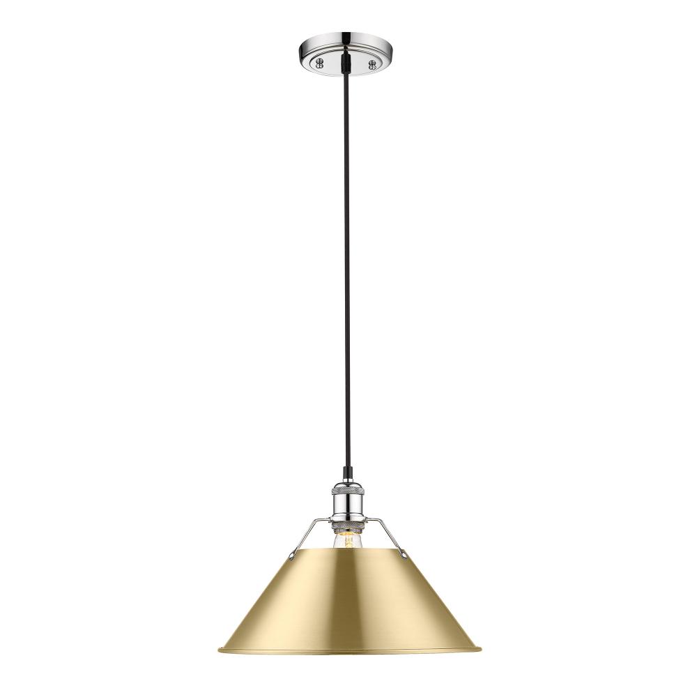 Orwell 14&#34; Wide Large Pendant in Chrome with Brushed Champagne Bronze