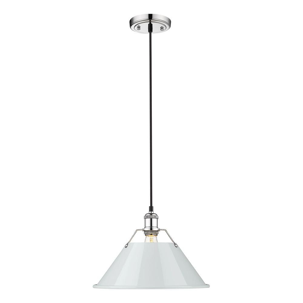 Orwell 14&#34; Wide Large Pendant in Chrome with Dusky Blue