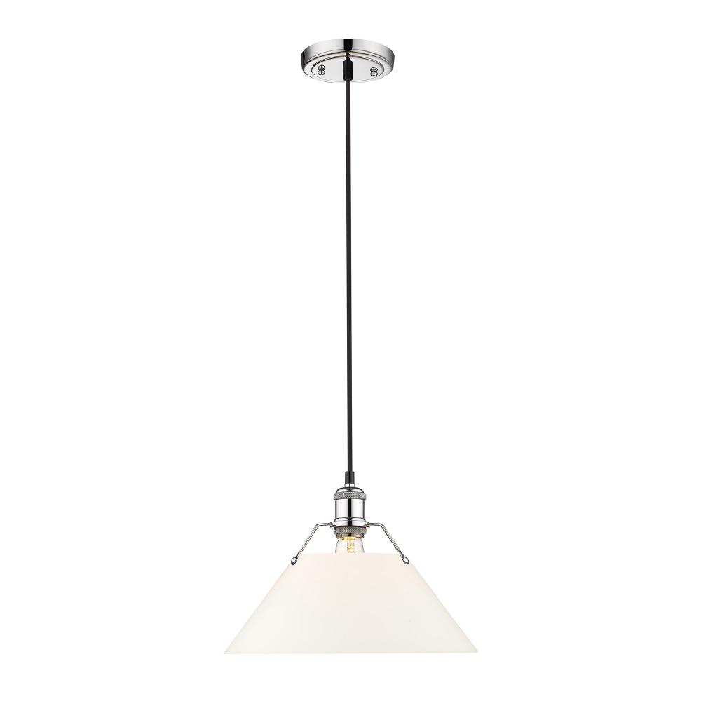 Orwell 14&#34; Wide Large Pendant in Chrome with Opal Glass