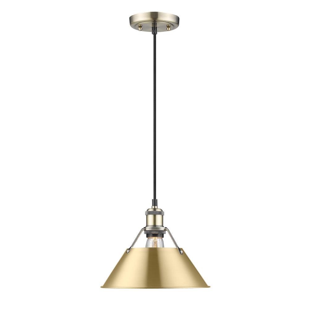 Orwell 10&#34; Wide Medium Pendant in Aged Brass with Brushed Champagne Bronze