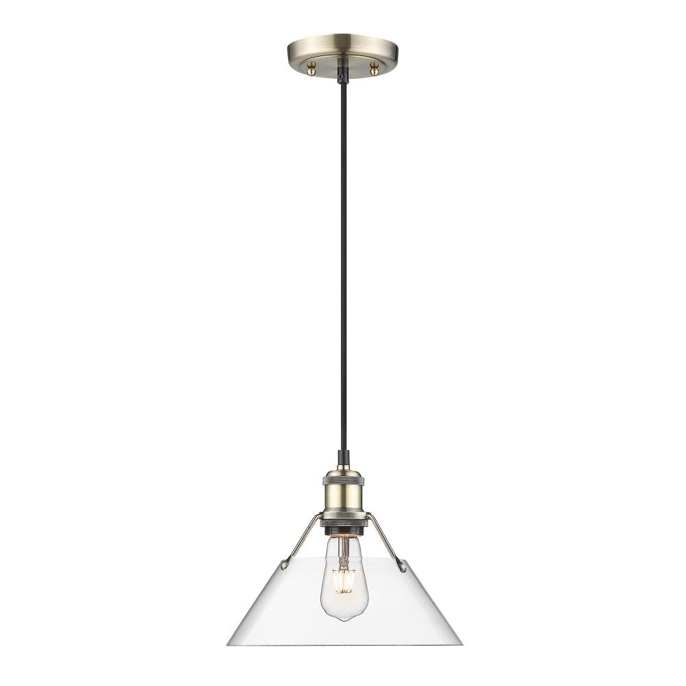 Orwell 10&#34; Wide Medium Pendant in Aged Brass with Clear Glass
