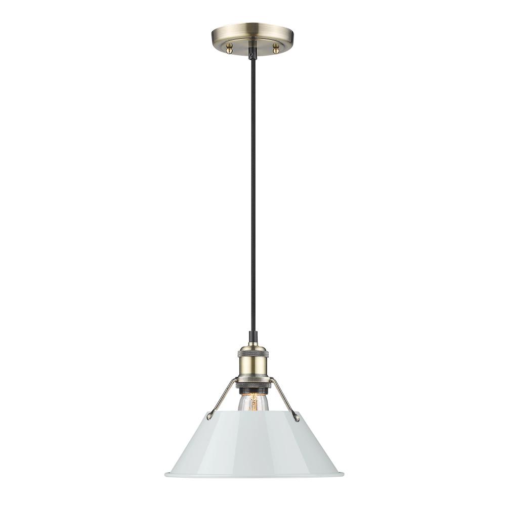 Orwell 10&#34; Wide Medium Pendant in Aged Brass with Dusky Blue