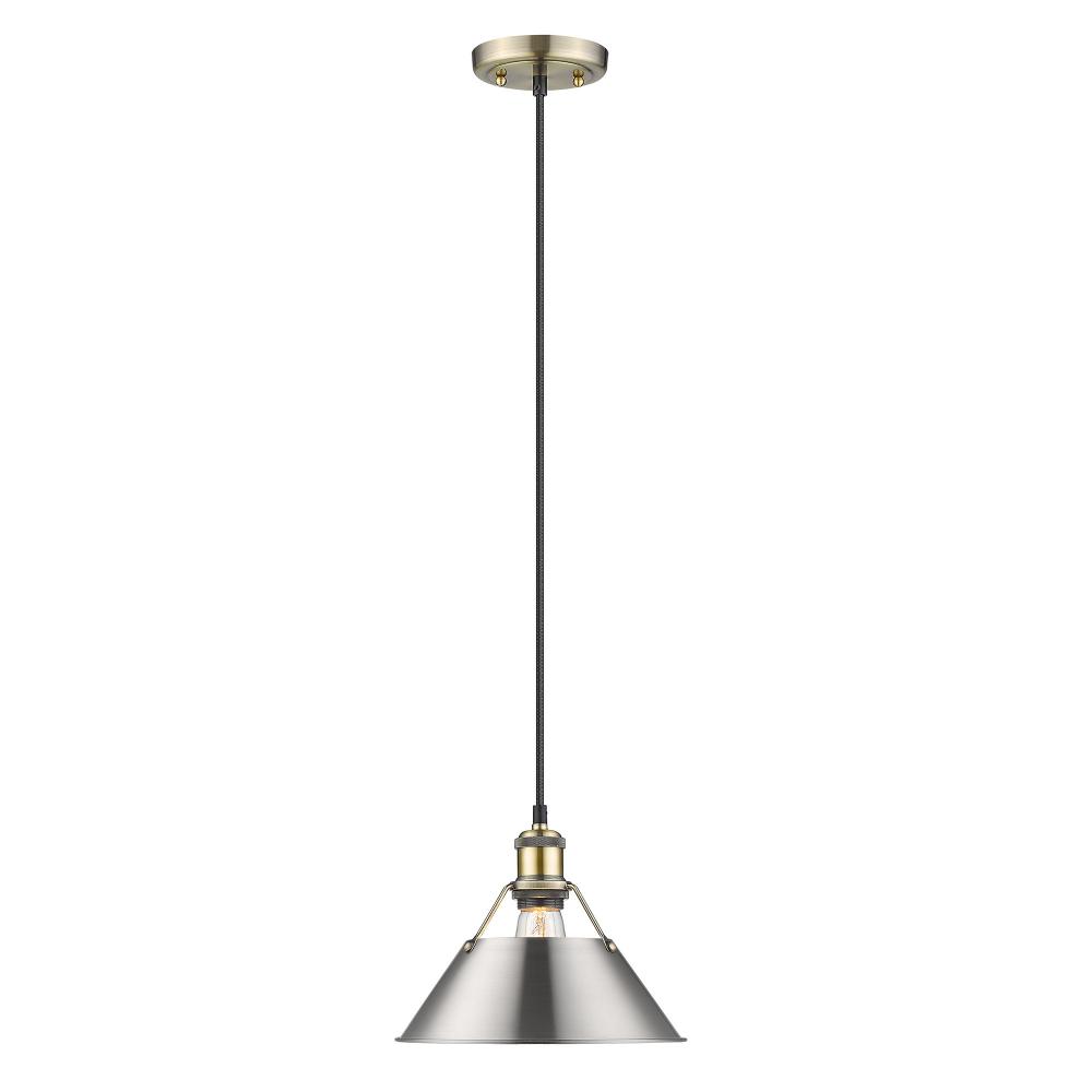 Orwell 10&#34; Wide Medium Pendant in Aged Brass with Pewter