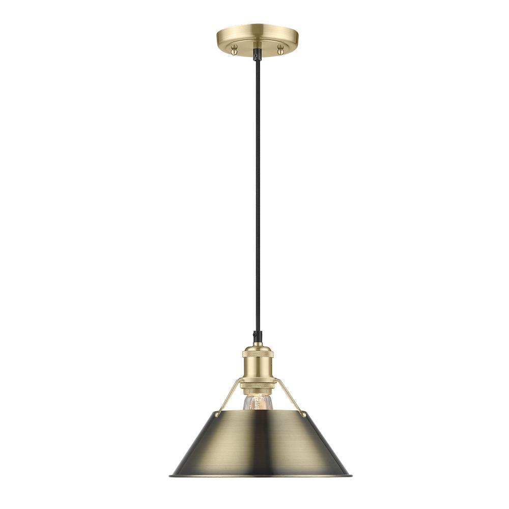 Orwell 10&#34; Wide Medium Pendant in Brushed Champagne Bronze with Aged Brass