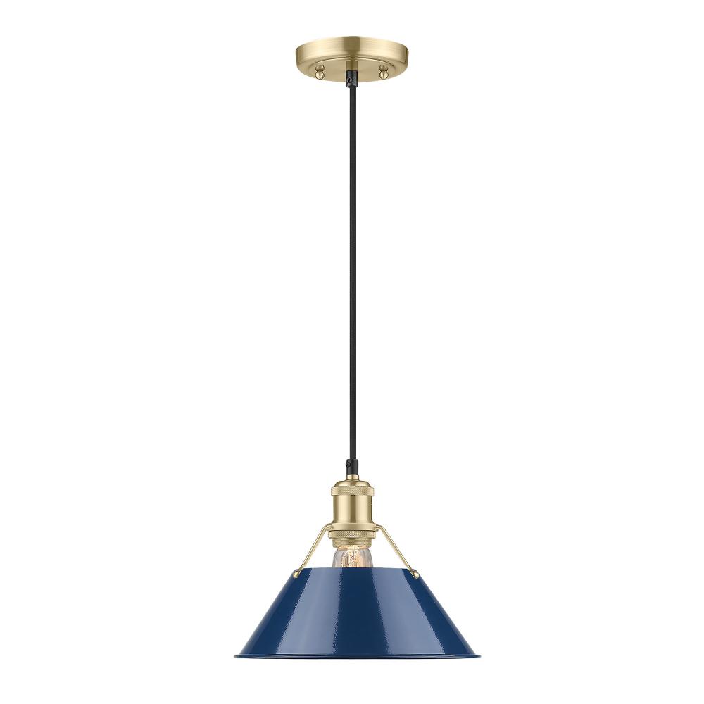 Orwell 10&#34; Wide Medium Pendant in Brushed Champagne Bronze with Matte Navy
