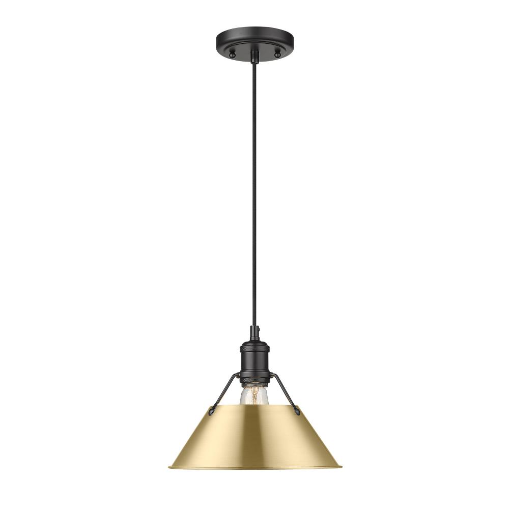 Orwell 10&#34; Wide Medium Pendant in Matte Black with Brushed Champagne Bronze