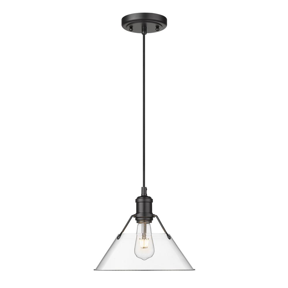 Orwell 10&#34; Wide Medium Pendant in Matte Black with Clear Glass