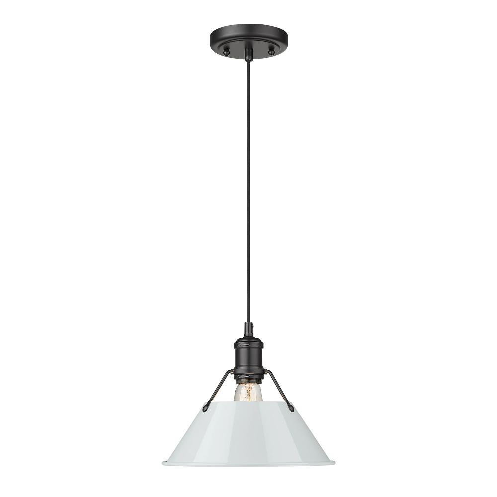 Orwell 10&#34; Wide Medium Pendant in Matte Black with Dusky Blue