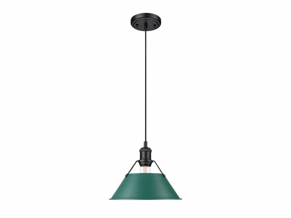 Orwell 10&#34; Wide Medium Pendant in Matte Black with Pine Green