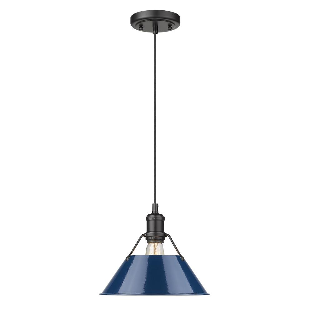 Orwell 10&#34; Wide Medium Pendant in Matte Black with Matte Navy