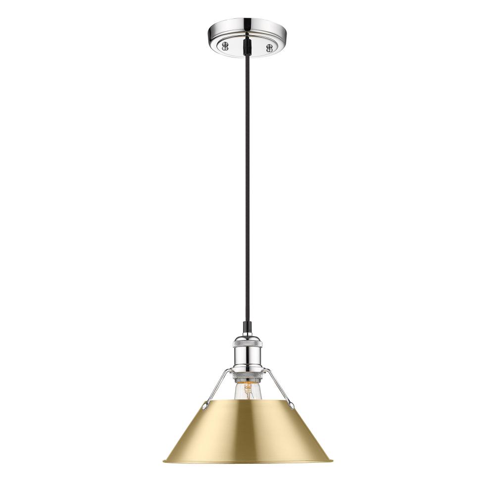 Orwell 10&#34; Wide Medium Pendant in Chrome with Brushed Champagne Bronze