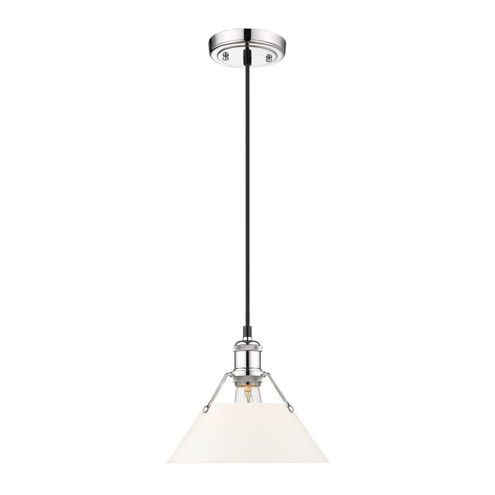 Orwell 10&#34; Wide Medium Pendant in Chrome with Opal Glass