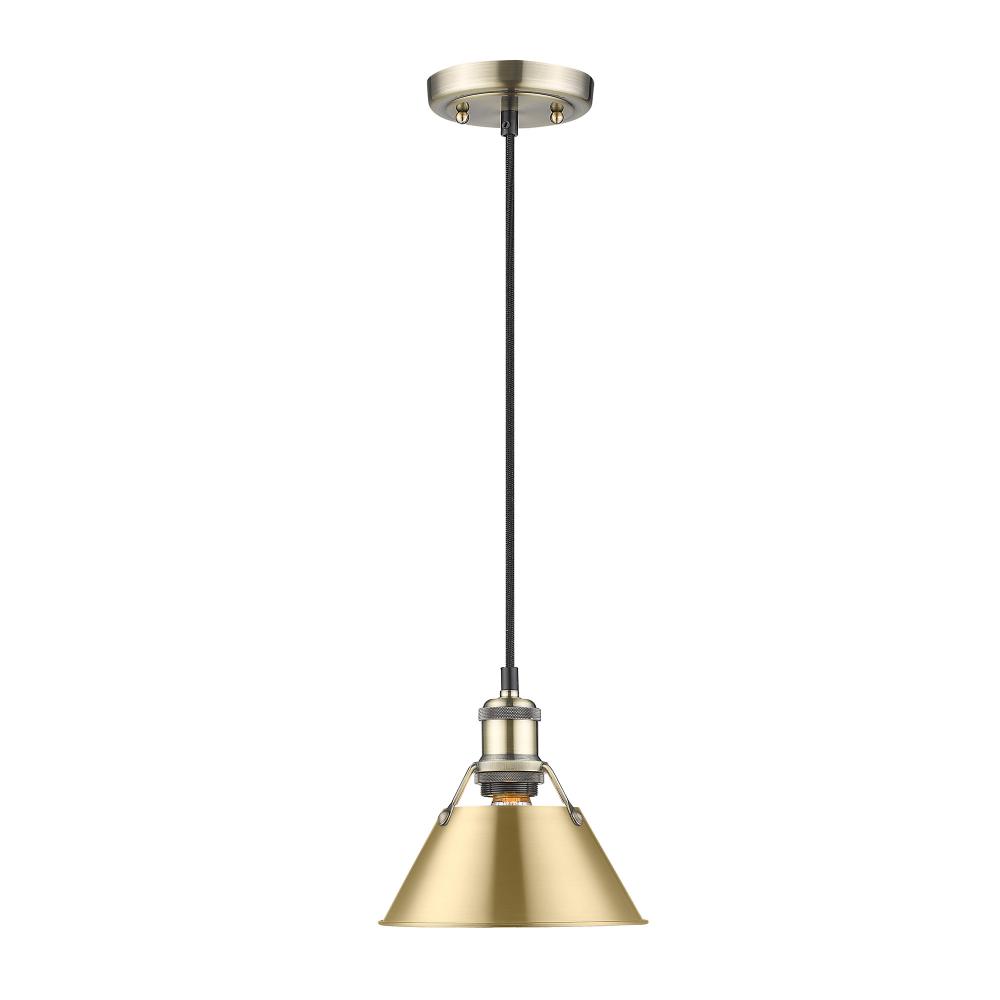 Orwell 7.5&#34; Wide Small Pendant in Aged Brass with Brushed Champagne Bronze