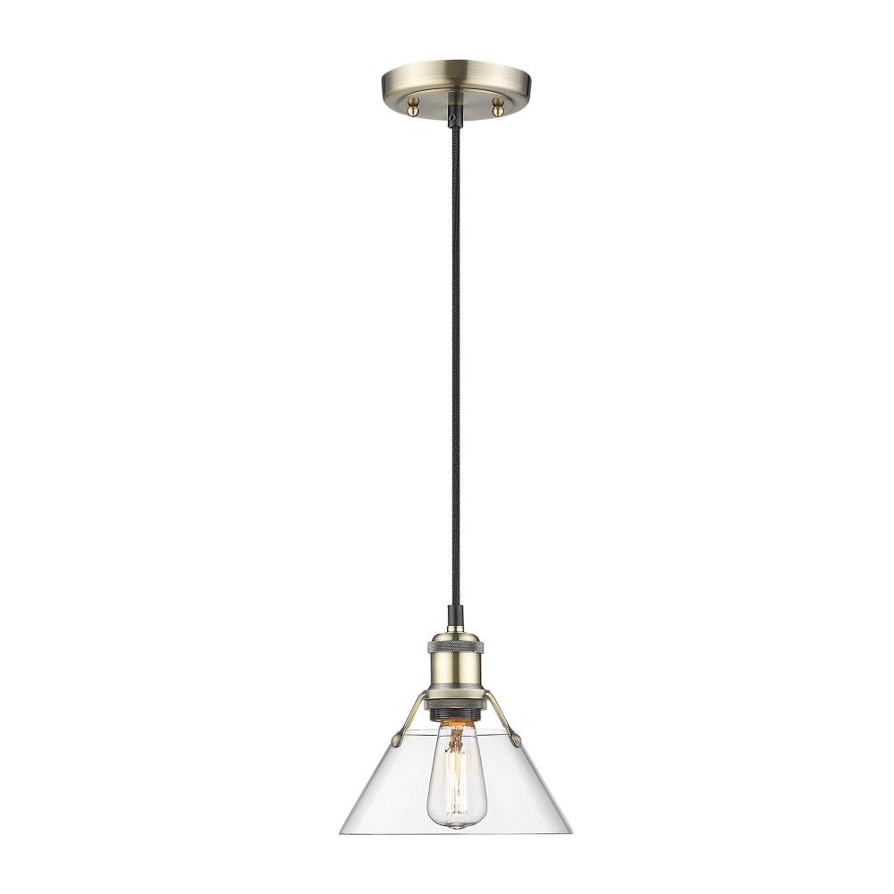 Orwell 7.5&#34; Wide Small Pendant in Aged Brass with Clear Glass