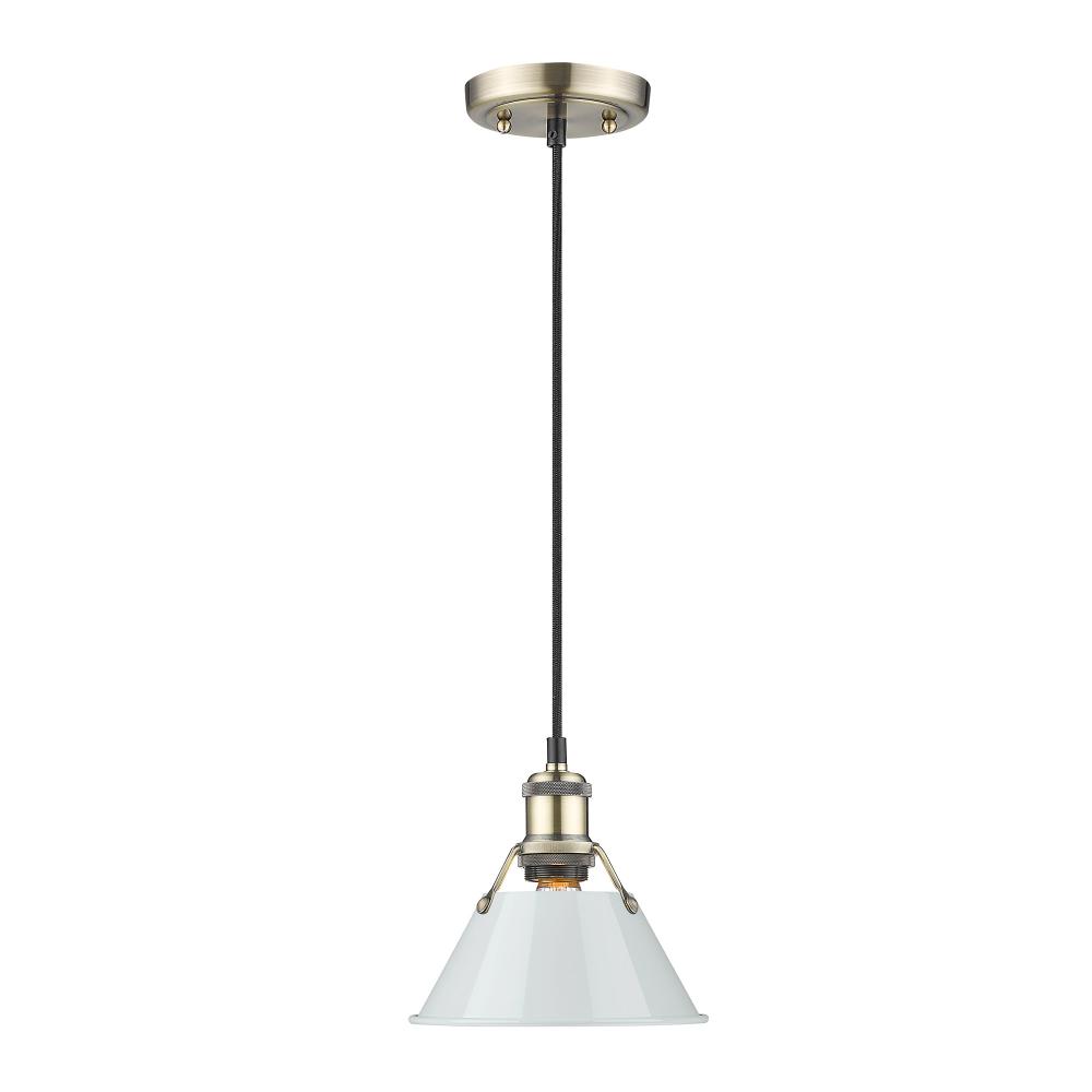 Orwell 7.5&#34; Wide Small Pendant in Aged Brass with Dusky Blue