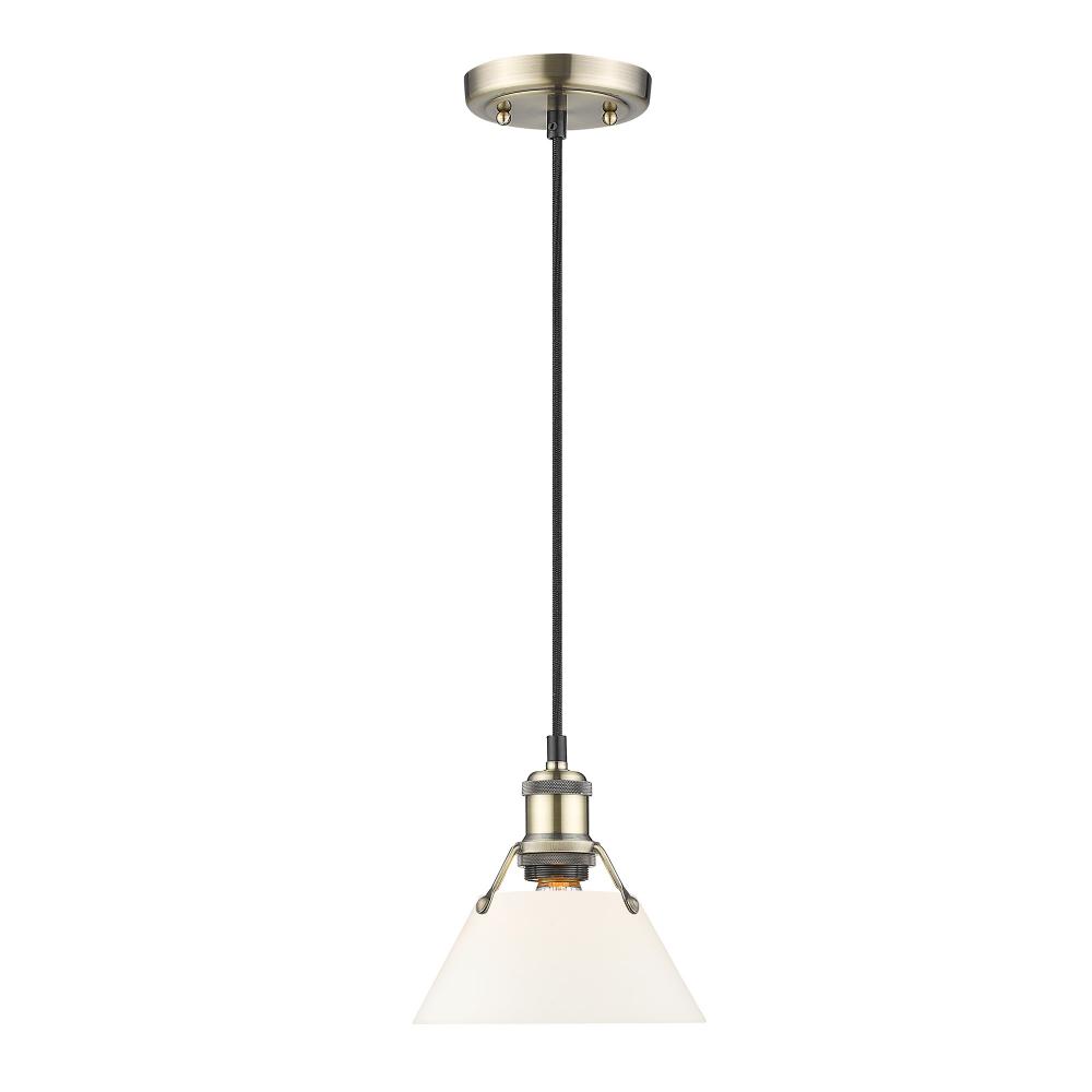 Orwell 7.5&#34; Wide Small Pendant in Aged Brass with Opal Glass