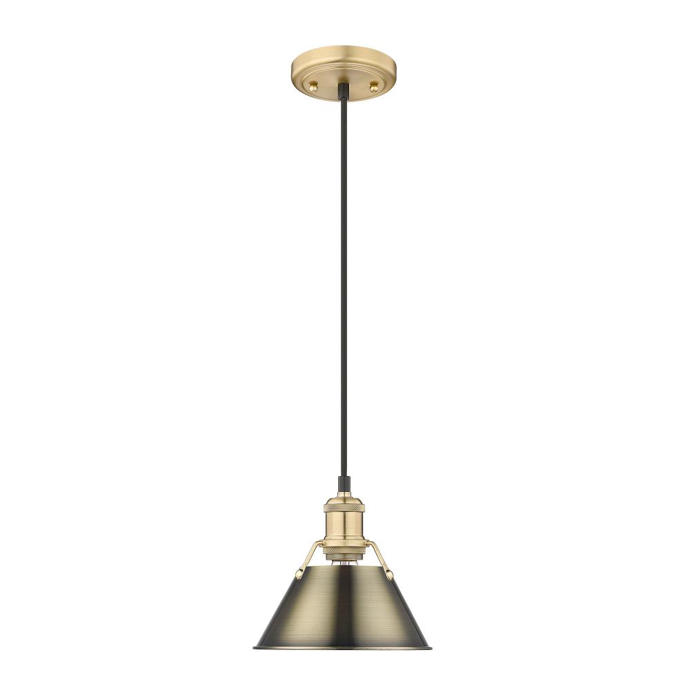 Orwell 7.5&#34; Wide Small Pendant in Brushed Champagne Bronze with Aged Brass