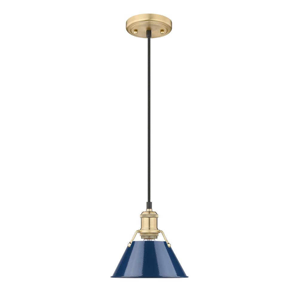 Orwell 7.5&#34; Wide Small Pendant in Brushed Champagne Bronze with Matte Navy