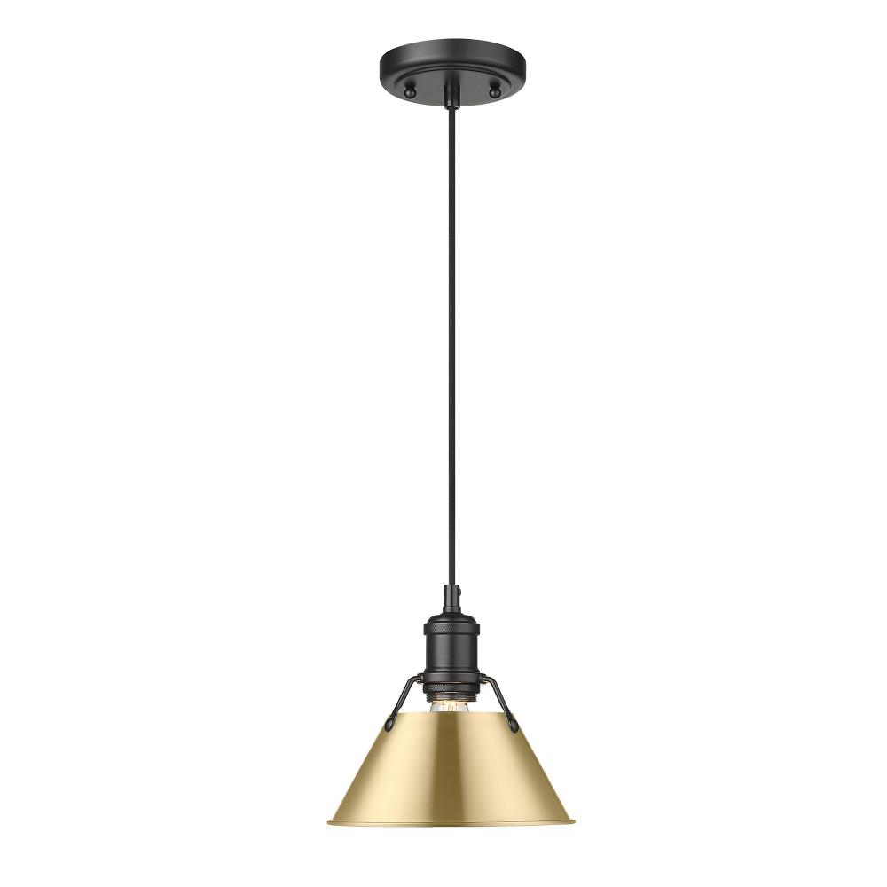 Orwell 7.5&#34; Wide Small Pendant in Matte Black with Brushed Champagne Bronze