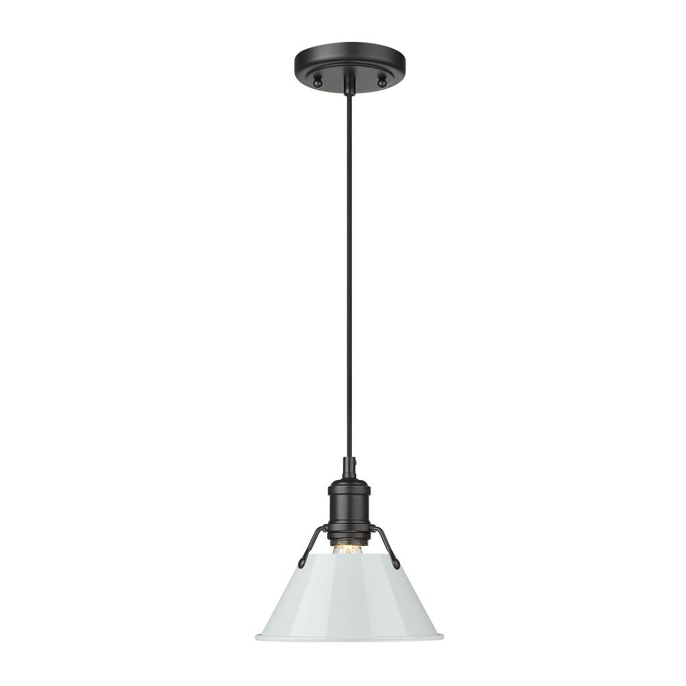 Orwell 7.5&#34; Wide Small Pendant in Matte Black with Dusky Blue