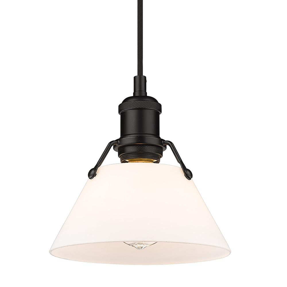 Orwell 7.5&#34; Wide Small Pendant in Matte Black with Opal Glass