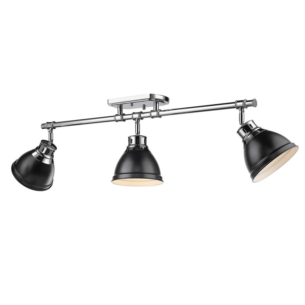 Duncan 3-Light Semi-Flush - Track Light in Chrome with Matte Black