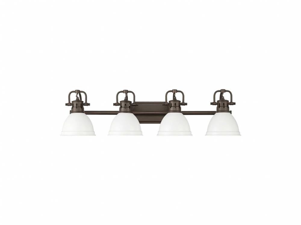 Duncan 4-Light Bath Vanity in Rubbed Bronze with Matte White
