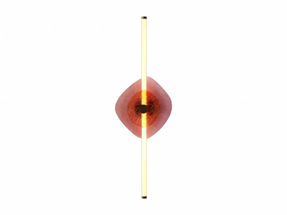 Colorella LED 39&#34; Wall Sconce in Rose Gold with Hammered Purple Shade