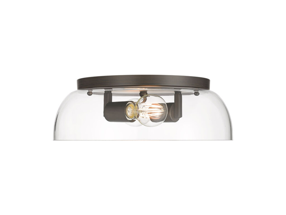 Duncan 14&#34; Flush Mount in Rubbed Bronze with Clear Glass